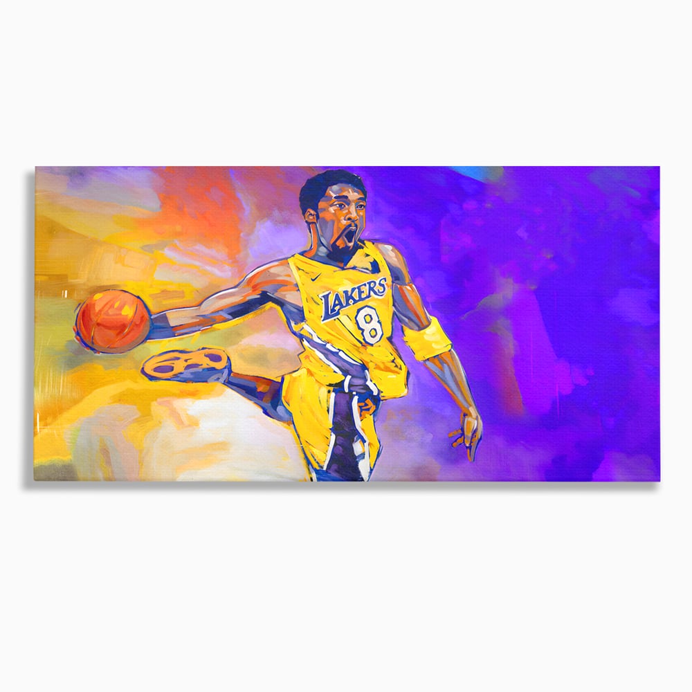 Tablou canvas cu pictura cu baschetbalistul kobe bryant, fara rama, pe sasiu de lemn